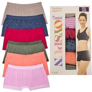 Joyspun Women’s Seamless 6-Pack Multi-Color Boyshorts Panties – Size 2XL(20)